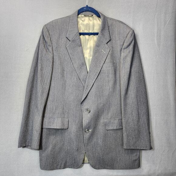 Christian Dior Monsieur Mens Sport Coat 42 R Grey Striped Wool Classic Vintage